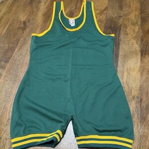 Vintage 90s Brute Wrestling Singlet NEW Green Yellow Trim AL